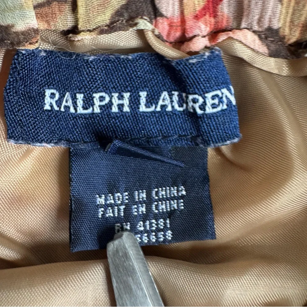 Ralph Lauren Girls’ Brown and Pink Flowy Floral Ruffle Tier Skirt Size 3T